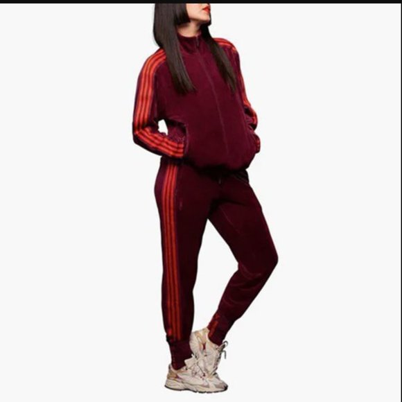 Ivy Park Chery Wood Velour V-Day Track Suite Jacket and Pant Set Gently used 2X - Picture 2 of 14